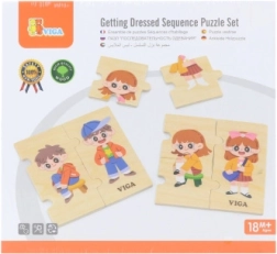 VIGA Drewniane puzzle edukacyjne Ubieranie dzieci
