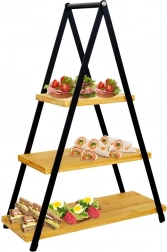Trzypoziomowy bambusowy stojak do serwowania 38 × 16,5 × 53 cm