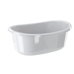 Owalna plastikowa misa z uchwytami 45 l, jasnoszara