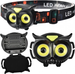 Dziecięca latarka czołowa LED w kształcie sowy – 4 tryby, wodoodporna