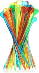 Kolorowe koktajlowe wykałaczki z serduszkiem 8 cm, 50 szt.