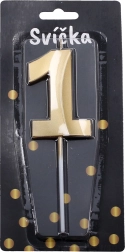 Świeczka imprezowa cyfra 1 złota