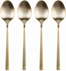Złote łyżeczki do herbaty ze stali nierdzewnej, zestaw 4 szt.
