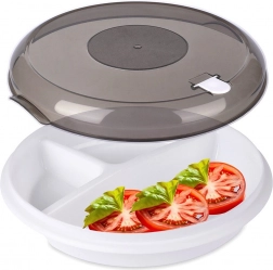 Talerz dzielony do kuchenki mikrofalowej 25 cm z pokrywką wentylowaną