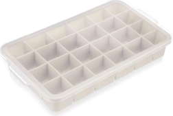 Silikonowa forma do lodu z pokrywką, beżowa 22,5 × 13 × 3 cm