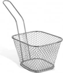 Srebrny koszyk na frytki z rączką 19 × 8 × 13,5 cm