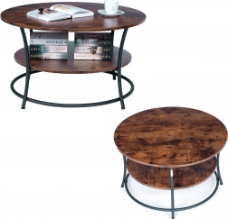 Okrągły stolik kawowy z dwiema półkami ModernHome