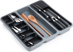 Szary organizer do szuflady na sztućce 40 × 40 cm