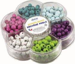 Detoa drewniane koraliki w kwiatuszku pastelowe