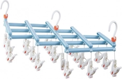 Składany wieszak na pranie z klamerkami, 19 klamerek, jasnoniebieski