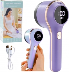 Elektryczna golarka do tkanin z wyświetlaczem LED, 3 prędkości – fioletowa