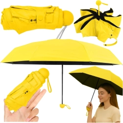 Kompaktowy składany parasol z ochroną UV UPF 50+ żółty 90 cm z etui