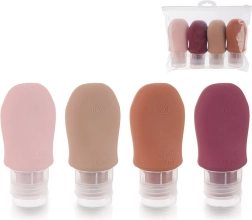 Podróżne silikonowe buteleczki z przyssawkami w etui, zestaw 5-częściowy