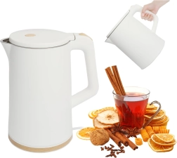 Podróżny bezprzewodowy czajnik elektryczny 1,7 l 1500 W z obrotową podstawą – biały