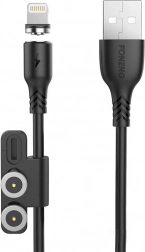 Magnetyczny kabel ładujący 3w1 FONENG X62, USB do USB‑C / Lightning / Micro USB, 2,4 A, 1 m, czarny