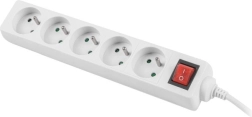 listwa zasilająca Lanberg biała 3 m, 5 gniazd, z wyłącznikiem