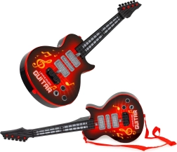 Elektryczna gitara dla dzieci z trybem nauki, czujnikiem podczerwieni i melodiami – czerwona