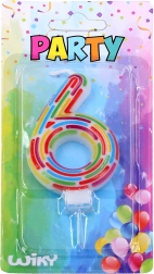 Imprezowa świeczka na tort cyfra 6 – kreski