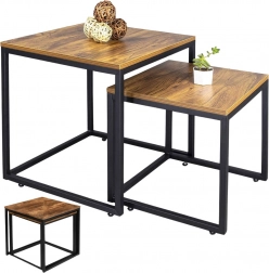 Zestaw kwadratowych stolików kawowych 2w1 rustykalny
