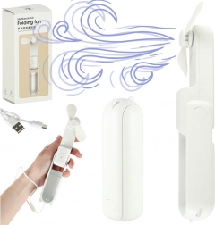 Przenośny składany mini wentylator USB 2w1 biały