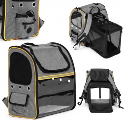 Składany plecak transportowy dla kotów i psów z przezroczystą przednią ścianką