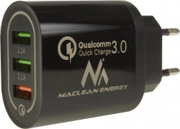 Ładowarka sieciowa MACLEAN ENERGY 3× USB z szybkim ładowaniem Quick Charge 3.0
