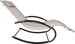 Ogrodowy leżak bujany z textilenu, beżowy, nośność 150 kg