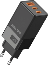 czarna ładowarka GaN 65W z 2x USB-C i USB-A