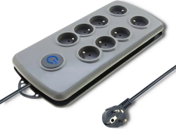 Przedłużacz przeciwprzepięciowy Quick Switch, 8 gniazd, 2,5 m, szary
