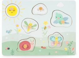 Drewniana sensoryczna układanka ECOTOYS z fakturami dotykowymi, 6 elementów