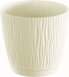 Doniczka Sandy z podstawką 12,9 cm kremowa
