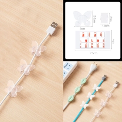 Dekoracyjny uchwyt do kabli 9 szt. – przezroczysty motyl