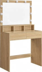 Duża toaletka kosmetyczna z oświetleniem LED, lustrem i szufladami w dekorze dąb Sonoma