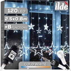 Świetlna gwiazdkowa girlanda wisząca 120 LED, 2,5 m, zimna biel