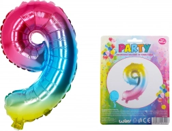 Balonik dmuchany tęczowy numer 9