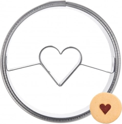 Nierdzewna wykrawaczka do ciastek koło z sercem 4,5 cm