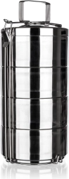 Dwuwarstwowy stalowy termos obiadowy 16 cm, 4‑poziomowy AKCENT