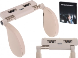 Samochodowa poduszka podróżna na zagłówek i kark, regulowana – Beżowa