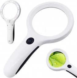 Ręczna lupa z powiększeniem 4x i 8 diodami LED UV