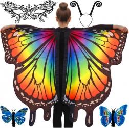 Dziecięcy kostium motyla z dużymi skrzydłami KRUZZEL, maską i opaską