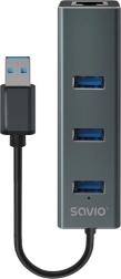 Savio hub USB-A 3.1 Gen 1 z 3 portami i adapterem RJ‑45 gigabit ethernet