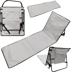 Składana mata plażowa z oparciem 2w1 szara z torbą