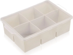 Silikonowa forma na XXL kostki lodu z pokrywką, beżowa 18,5 × 12 × 5 cm