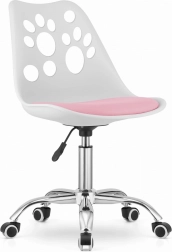 Krzesło Biurowe Białe i Różowe z Obracaną Chromowaną Podstawą
