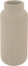 Beżowy porcelanowy wazon o żebrowanej powierzchni 24,5 cm