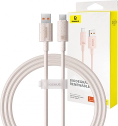 Szybko ładujący kabel Baseus USB na USB-C Habitat Series 1m różowy