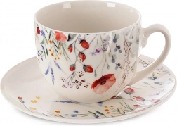 Porcelanowa filiżanka ze spodkiem biała Maki 260 ml