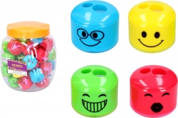 temperówka na dwa ołówki z buźką i pojemnikiem