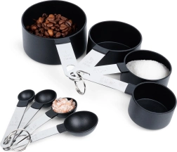 Zestaw kuchennych miarek, czarne, 8 elementów