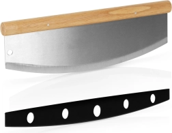 Stalowy nóż kołyskowy do pizzy Vilde 35 × 12 cm z bambusową rękojeścią